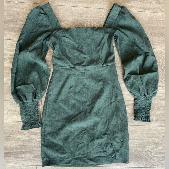 Polly US Size 2 Dark sage green mini dress with sleeves - Picture 1 of 12